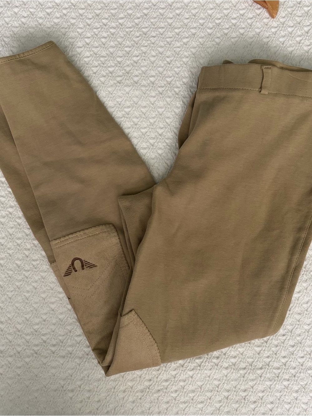 Tan TuffRider cotton & spandex riding pants with knee patches size 30 equestrian